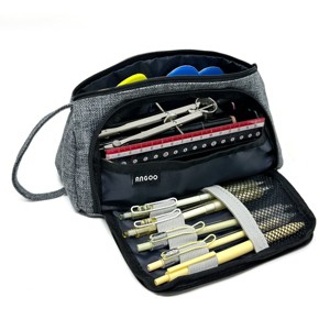 Wrapables Large Capacity Pencil Case, Portable Pencil Pouch for Stationery Office Supplies, Black - 1 of 4