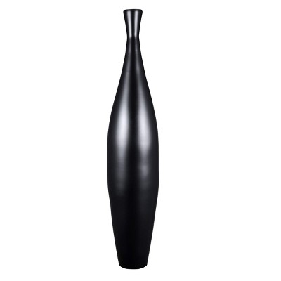 Hastings Home Handcrafted 35" Tall Decorative Bamboo Bottle Shaped Floor Vase for Silk Plants, Flowers, and Filler Décor - Black