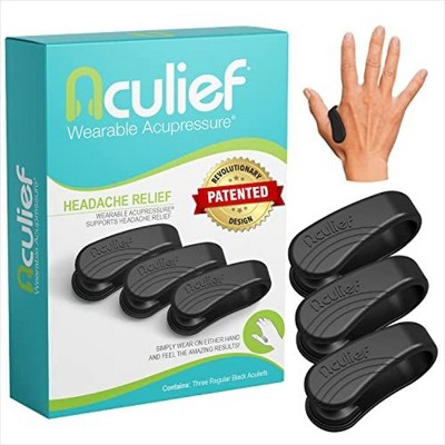 Aculief Acupressure Headache, Migraine, Tension Relief Wearable – Supporting Acupressure Relaxation- 3 Pack (Black)