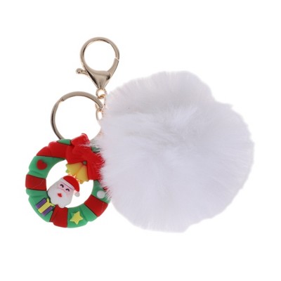 Unique Bargains Christmas Keychain with Double Ring and Lobster Clasp PVC Alloy Plush 1 Pc