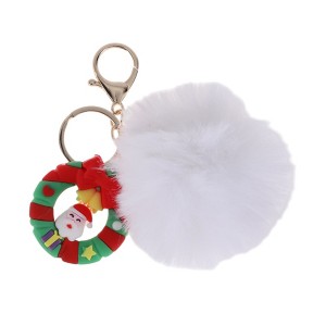 Unique Bargains Christmas Keychain with Double Ring and Lobster Clasp Alloy Plush 1 Pc - 1 of 4