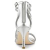 Allegra K Women's Ankle Strap Rhinestone Stiletto Heel Heeled Sandals - 4 of 4
