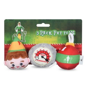 Elf: Holiday Plush Squeaker Buddy the Elf, Clausometer, and Ornament Ball Set - 3pc Toy Set(3”) - 1 of 4