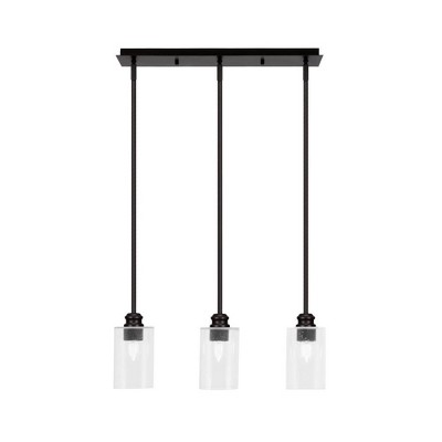 Toltec Lighting Edge 3 - Light Chandelier in  Espresso with 4" Clear Bubble Shade