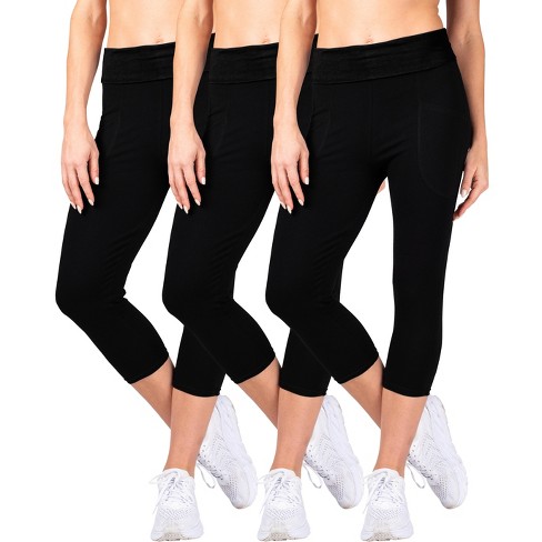 Blis Workout Leggings For Women Fold Over Maternity Leggings Yoga Pants For Women  Capri Length 3 Packs Available : Target