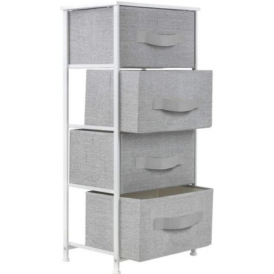 Sorbus White and Gray 4-Drawer Fabric Storage Chest