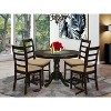 Kitchen Table Set for 4 - 5 Piece Dining Set with Round Table & Linen Chairs - Art Deco Style - 2 of 4