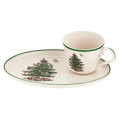 Spode Christmas Tree Soup & Sandwich Set, Tray 11 inch / Mug 16 oz