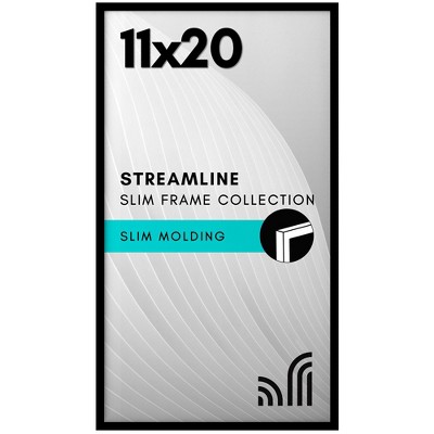 Americanflat 11x20 Picture Frame with Polished Plexiglass - - Thin Border Picture Frame for Wall Display - Hanging Hardware Included - Black