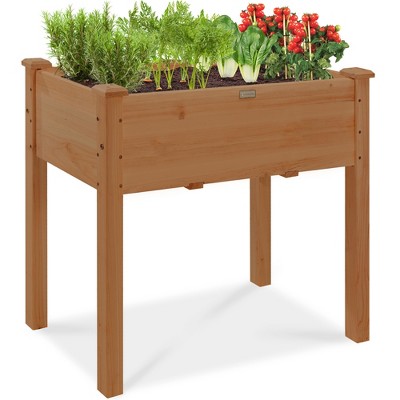 Best Choice Products 72x23x30in Raised Garden Bed, Elevated Wood Planter Box for Patio w/ Divider Panel - Acorn Brown