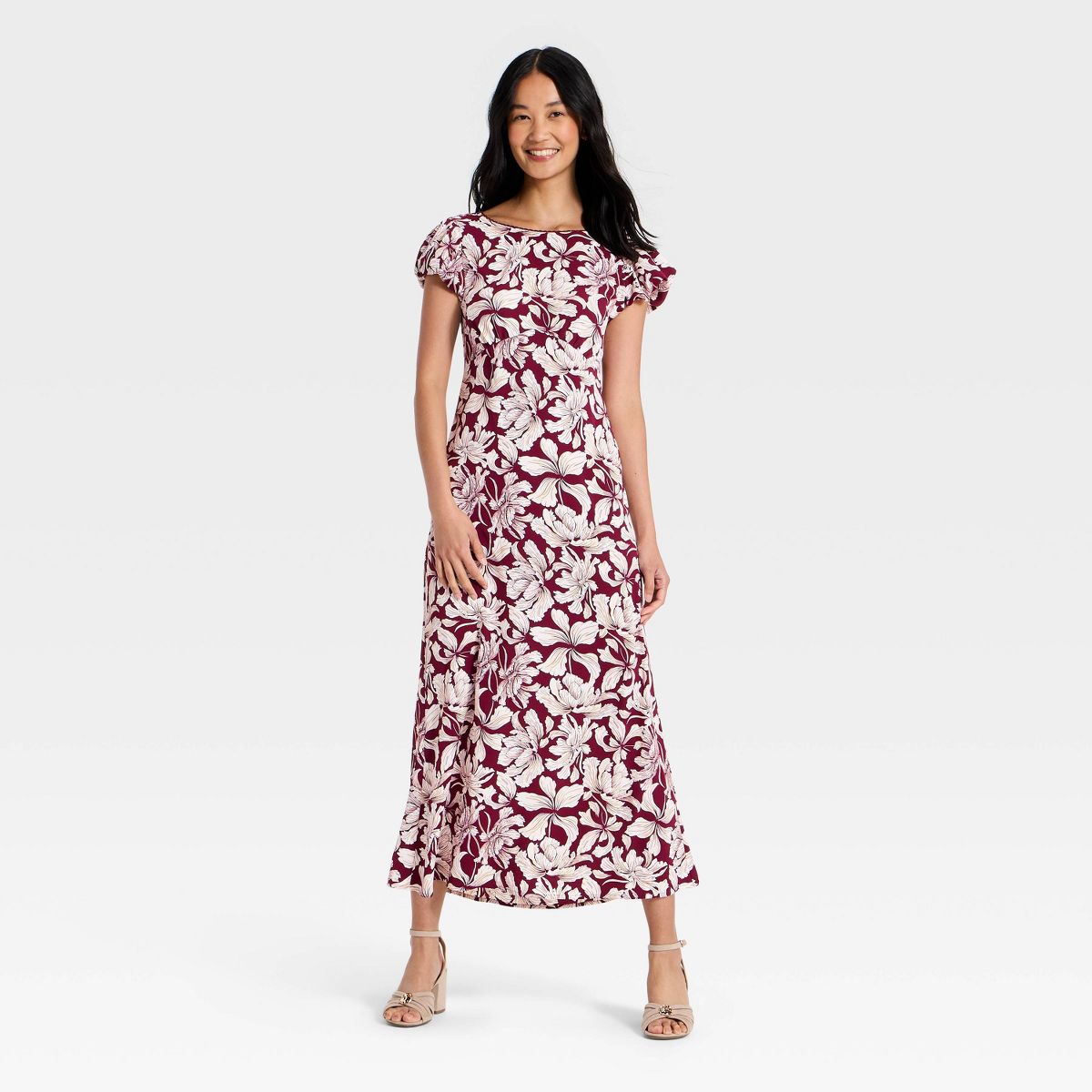 Women's Puff Short Sleeve Floral Maxi Dress - A New Day™ - thumbnail 9