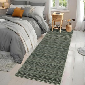 GustoWave Various sizes Modern Stripe Machine Washable Area Rug for Bedroom, Living Room, Green - 1 of 4