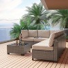 Outdoor Patio Furniture Set, PE Wicker Sectional Sofa Set with Cushions and Coffee Table, All-Weather Patio Conversation Set - 2 of 4