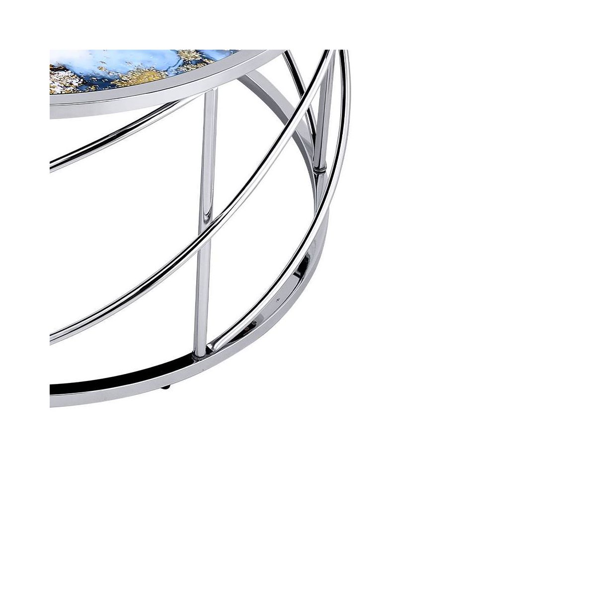 Acme Furniture Lyda Coffee Table Blue Marble Print/Chrome Finish - thumbnail 6