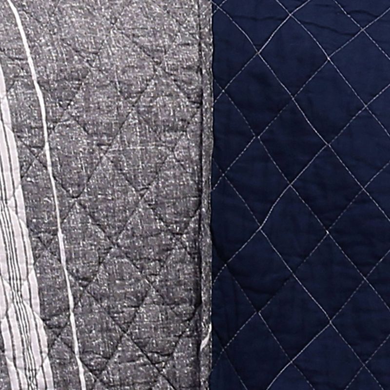 Full/Queen Marlton Stripe Quilt Set Gray - Lush D&#233;cor, 5 of 7