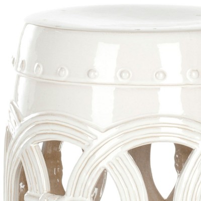 Antique White Ceramic Double Coin Accent Table