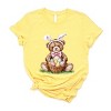 Teddy Bear Easter Basket Watercolor - Women's Short Sleeve Graphic T-Shirt - 2 of 4