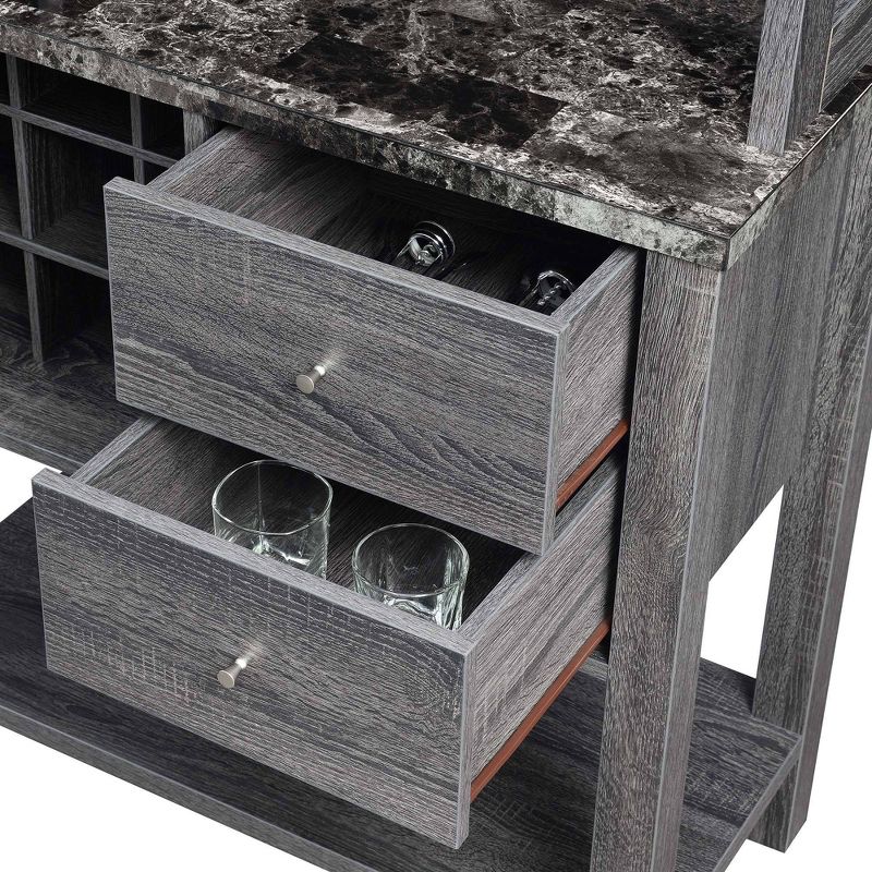 Newport 2 Drawer Serving Bar with Wine Rack and Shelves - Breighton Home, 6 of 9