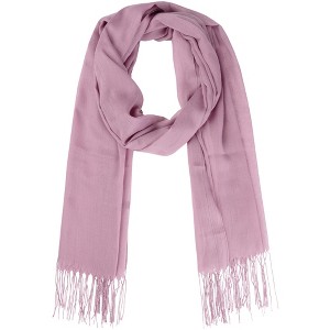 INSPIRE CHIC Gender Neutral Plain Cashmere Imitation Winter Warm Solid Color Fringe Long Scarves 1Pc - 1 of 4