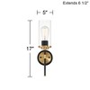 Possini Euro Design Tara Industrial Wall Light Sconce Black and Gold Hardwire 5" Fixture Clear Glass for Bedroom Bathroom Vanity - 4 of 4