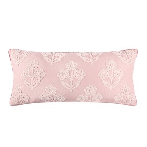 Maileen Dusty Rose Crewel bouquets Pillow 12x24 - Levtex Home - 1 of 3