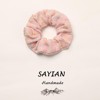 4 Pcs/Set Fashionable Colored blended linen fabric Scrunchies - Soft, Stretchy, and Detachable Hair Ties for Ponytails - 2 of 4