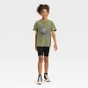 Girls' Short Sleeve Oversized Halloween Graphic T-Shirt - Cat & Jack™ Olive Green - 4 of 4