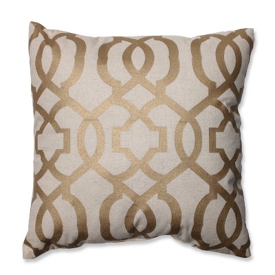 Pillow Perfect Geometric Throw Pillow - 16.5"x16.5" - Gold/Linen