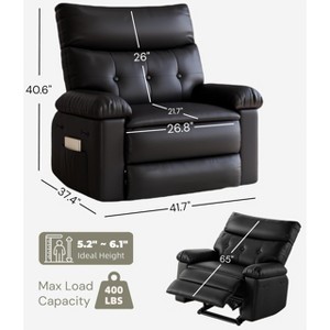 Large Widened Recliner with Heating Massage, Retro PU Leather Massage Recliner with Cup Holder and Side Pockets - 1 of 4