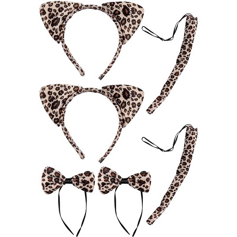 Blue Panda 2 Pack Cat Leopard Costume, Animal Ears Headband Tail And Bow  Tie, Cosplay : Target