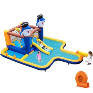 Infans Inflatable Water Slide Park Bounce House Splash Pool Water Cannon w/ 750W Blower - 1 of 4
