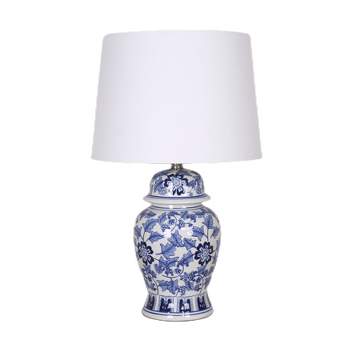 SAGEBROOK HOME 25" Ceramic Temple Jar Table Lamp Blue/White