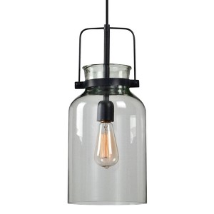 Uttermost Lansing 8" Wide Textured Black Clear Glass Mini Pendant - 1 of 1