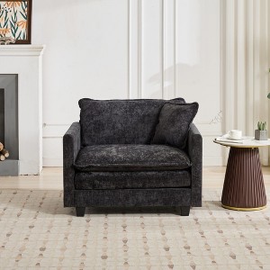Modern Sectional Sofa Upholstered Cloud Sofa with Comfy Double Layer Upholstered Seat Cushion, Green/Black/Blue/Beige - ModernLuxe - 1 of 4