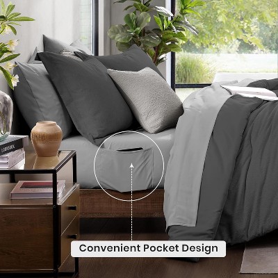 Der Rose BALHAM TRADE-7 Pieces Queen Comforter Set Bed in a Bag with Comforter Sheets Pillowcases Shams Dark Grey-7Piece-Queen 90"x90" — фото 5