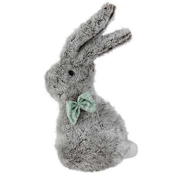 Northlight 9" Plush Buny Rabbit with Bow Tie Spring Easter Decoration - Gray/Green