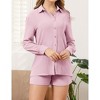 Womens 2 Piece Sets Long Sleeve Lightweight Button Down Shirts with Shorts Lightweight Crinkled Cooling Fabric Sets - 3 of 4