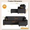 96 Inch Stripe Corduroy Sectional Sofa, Iron Frame, Modern L Shaped Sectional Sofa, 3-Seater, Wide Armrests, Chaise Lounge, for Living Room - 2 of 4