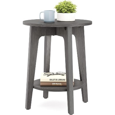 Side Table, Small Round End Table with Lower Shelf, Nightstand for Small Spaces, Living Room, Bedroom