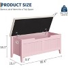 Storage Bench with Seat-100cm Shoe Bench with 2 Safety Hinges,  High-Capacity Chest for Entryway, Living Room, Bedroom, Hallway,pink - 2 of 4