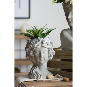 Sevobal Planters Artistic Goddess Head Wall Planter Small Cement Indoor and Outdoor Planter Pot for Flowers and Succulents, Gray, 7.9"*8.9"*11.6" - 1 of 4