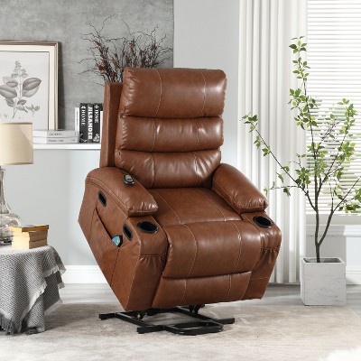 NicBex PU Leather Lift Recliner Chair for Elderly,Massage Chairs with Vibration Massage and Lumbar Heating,Reclining Chairs for Living Room