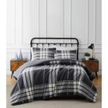 Milo Plaid Flannel Comforter Set Gray - Truly Soft
