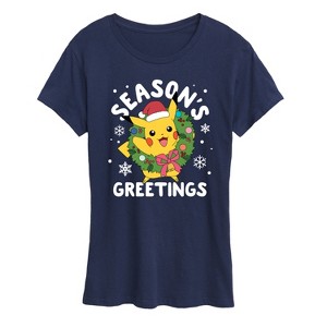 Women's - Pokémon - Pikachu Seasons Greetings Short Sleeve Graphic T-Shirt - 1 of 4