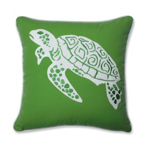 Thomas Turtle Throw Pillow Green - Pillow Perfect: Weather-Resistant, Nautical Coastal Decor, 16.5" Square Outdoor Cushion - 1 of 3
