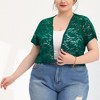 Agnes Orinda Women's Plus Size Short Sleeve Open Front Crochet Lace Allover Cropped Cardigan - 2 of 4