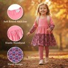 The Pink Picket Fence Louise Twirl Dress Set – Dress, Cotton Leggings, Scrunchie & Headband – Pink - 2 of 4