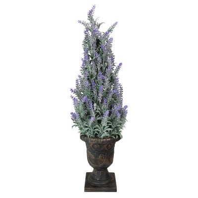 Northlight 35" Green and Purple Potted Artificial Floral Heather Plant