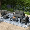 WestinTrends Montara 5-Piece Modern HDPE Outdoor Patio Furniture Sofa Conversation Set with Coffee Table - 2 of 4