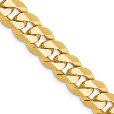 Black Bow Jewelry 9.5mm, 14K Yellow Gold, Solid Beveled Curb Chain Bracelet